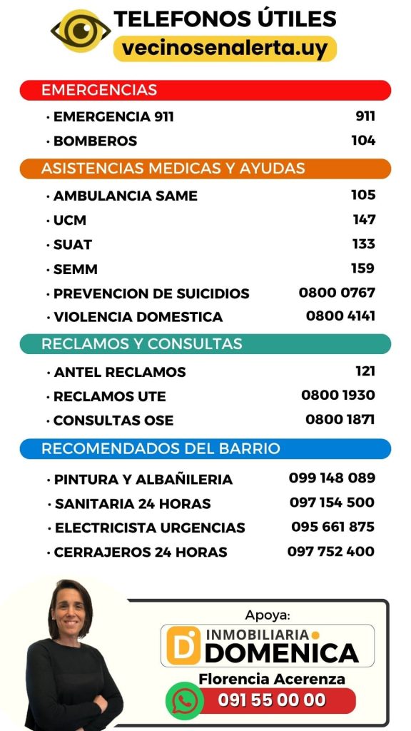 TELEFONOS UTILES VECINOS EN ALERTA